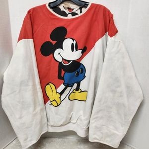 Vintage Mickey & Co Reversible Sweatshirt Top M L Mickey Mouse Black White Red